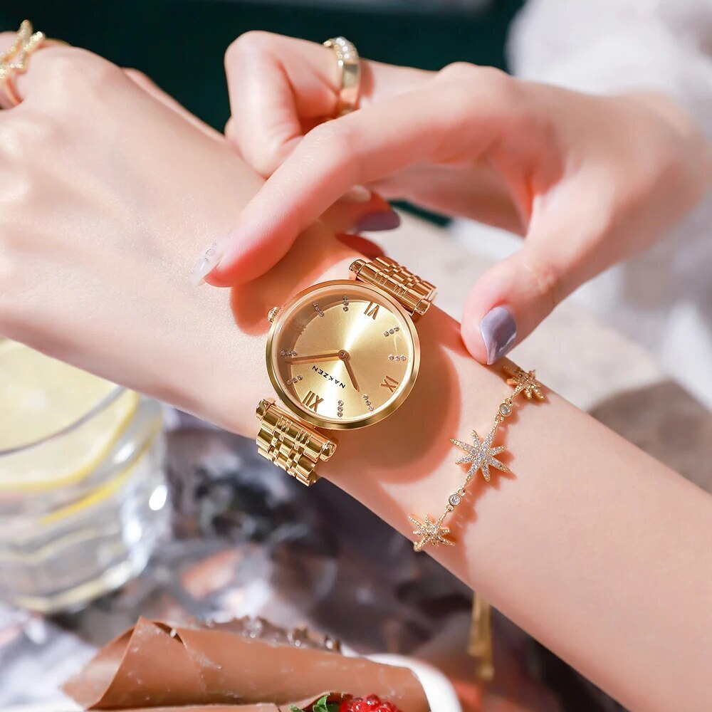 Fashion Ladies Watch Women 2021 New Rose Gold Dress Quartz Watches Luxury Diamond Wristwatches Relogio Feminino Bracelet Clock