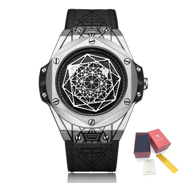 RUIMAS Men's Watches Fashion Sport Quartz Watch for Men Reloj Hombre Leather Belt Wrist Watch Waterproof Casual Clock 533