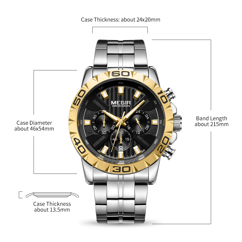 MEGIR Watches Business Mens Watches Top Brand Luxury Quartz Casual Wristwatch Date Clock Waterproof Wrist Watch Chronograph 2087