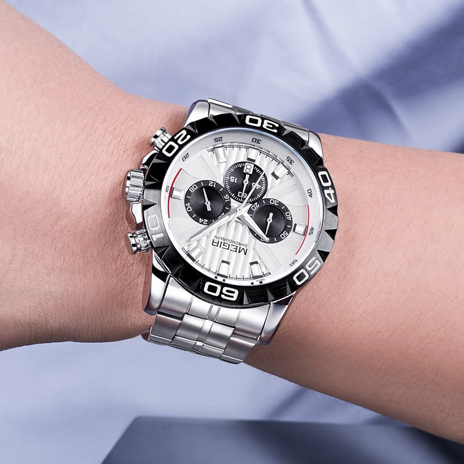 MEGIR Watches Business Mens Watches Top Brand Luxury Quartz Casual Wristwatch Date Clock Waterproof Wrist Watch Chronograph 2087