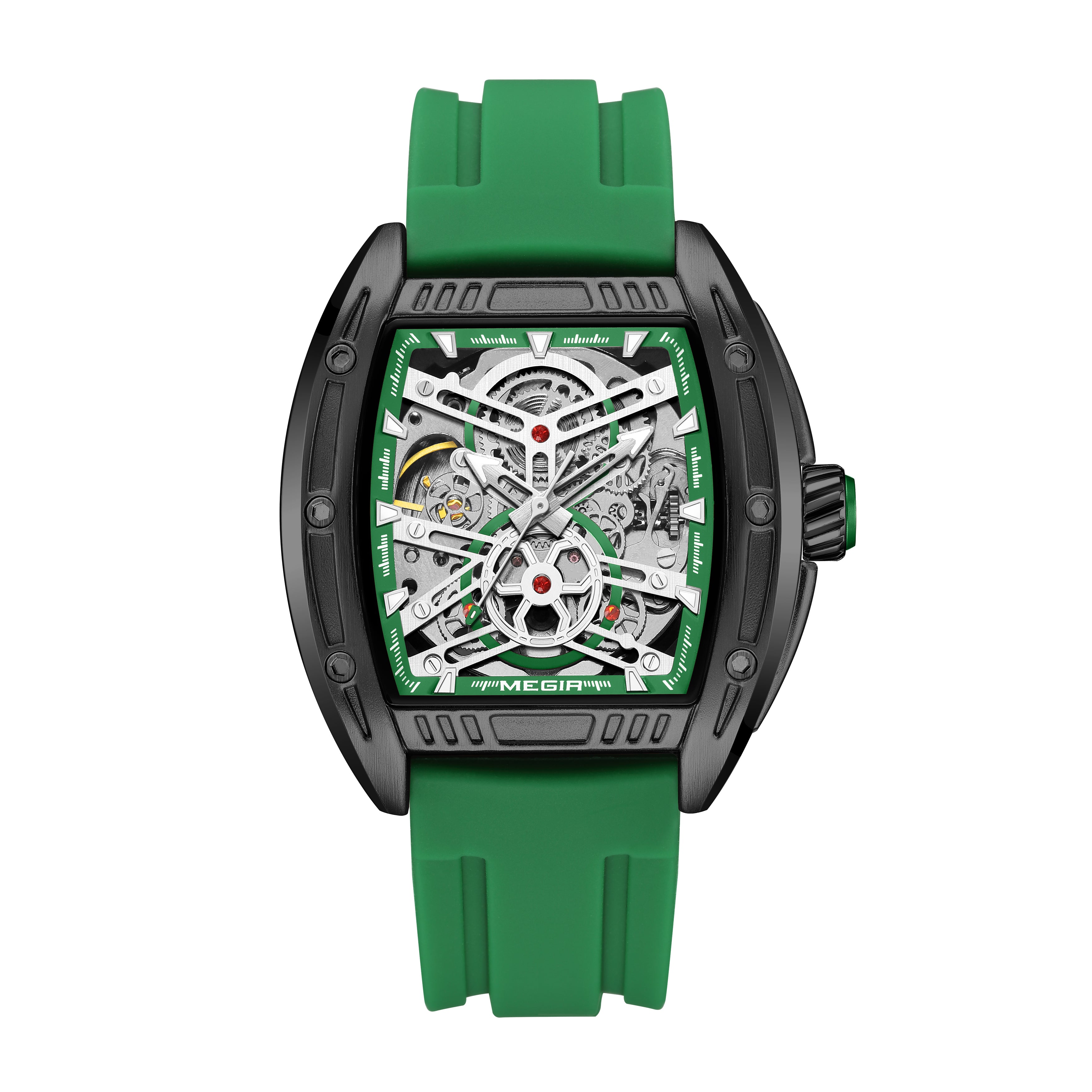 MEGIR Original Luxury Sport Watch for Men Silicone Band Automatic Mechanical Movement WristWatches Luminous Clock Reloj Hombre 8601