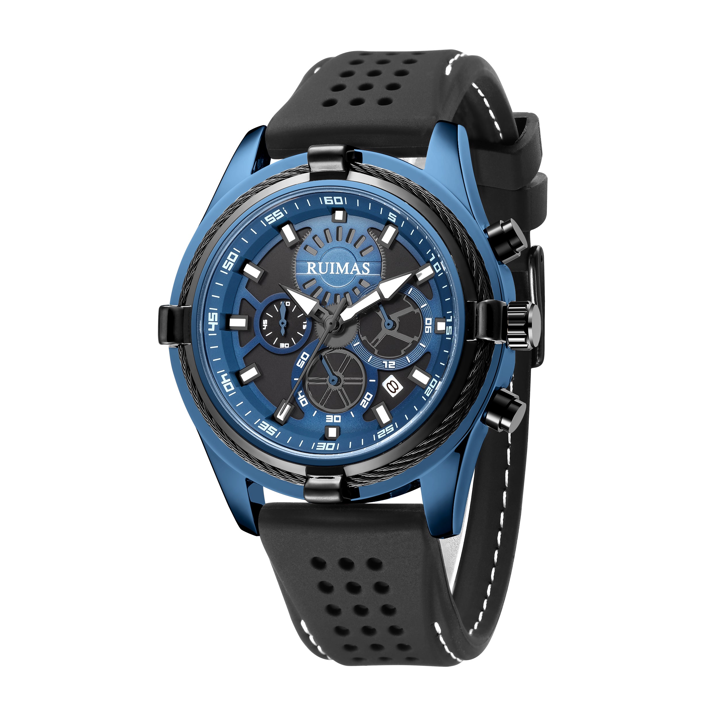 RUIMAS Top Luxury Quartz Wristwatches Men Silicone Large Dial  Military Sports Watches Waterproof Luminous Date Reloj Hombre