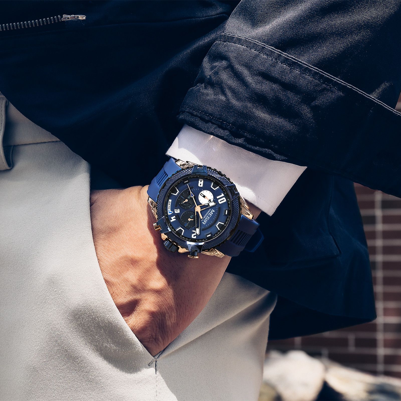 MEGIR Luxury Men's Watches Fashion Sport Quartz Watch Waterproof Date Chronograph Military Wristwatches Clock Reloj Hombre 2200